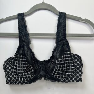 NWT Curve Muse Lingerie Unlined Lace Demi Bra Size Women’s 36 B Black White Sexy